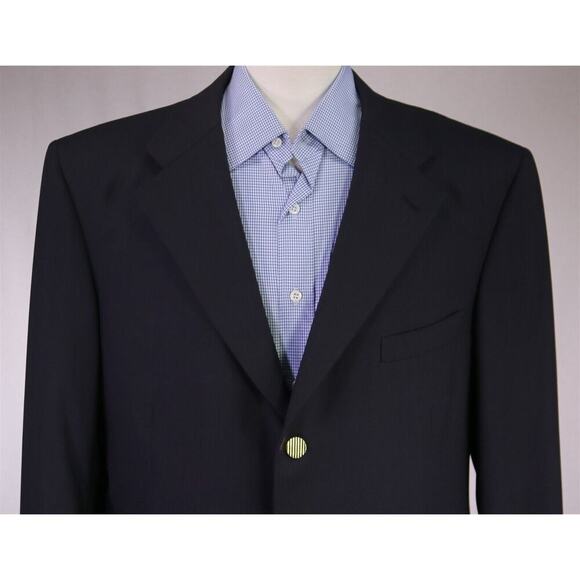 Mario Bosco by Adrian Jules Navy Blue w/ Gold Metal Buttons 3B Blazer Jacket 44R - Picture 3 of 9